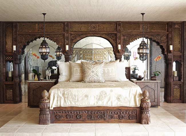 Décoration de tête de lit style marocain orientale en bois